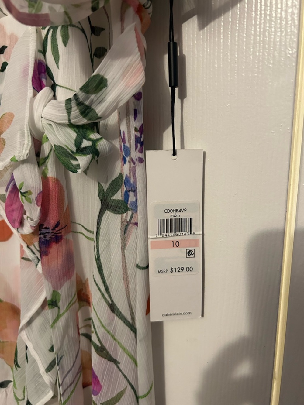 Calvin Klein White Maxi Dress with Pink, Orange & Purple Floral Print - Picture 5 of 5